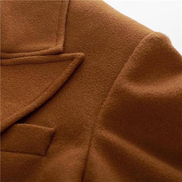 Men's Double Breasted Peacoat Wool Blend Coat Camel - Picture 2 of 6